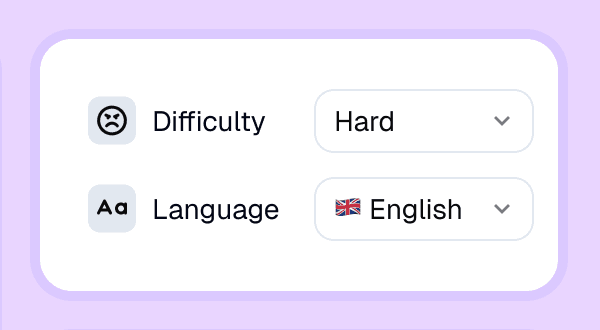 Various difficulty levels